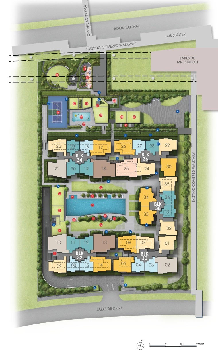 Lucerne Grand developer site plan showing blocks, facilities and north arrow